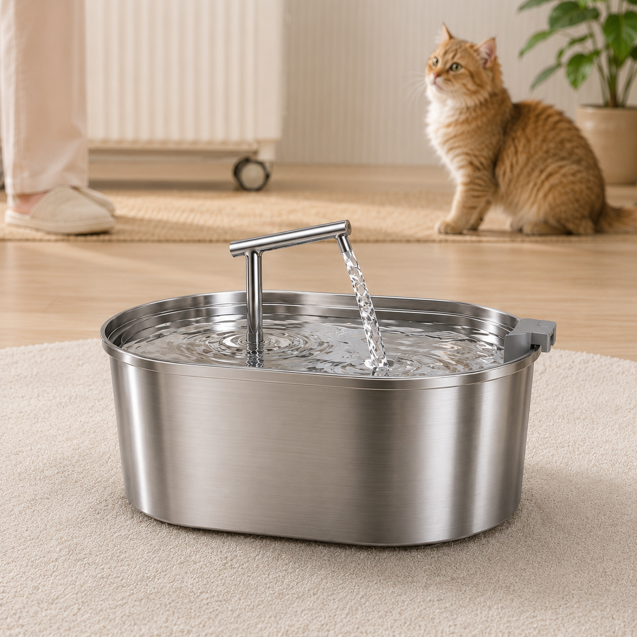 Fontana automatica in acciaio inox 3,2L con sistema di filtrazione per gatti