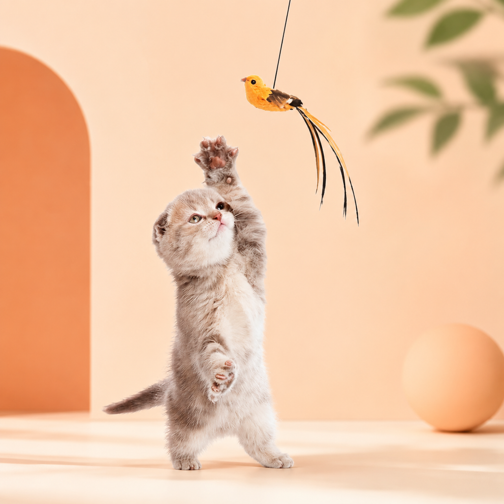 Gioco interattivo automatico con uccellino per gatti
