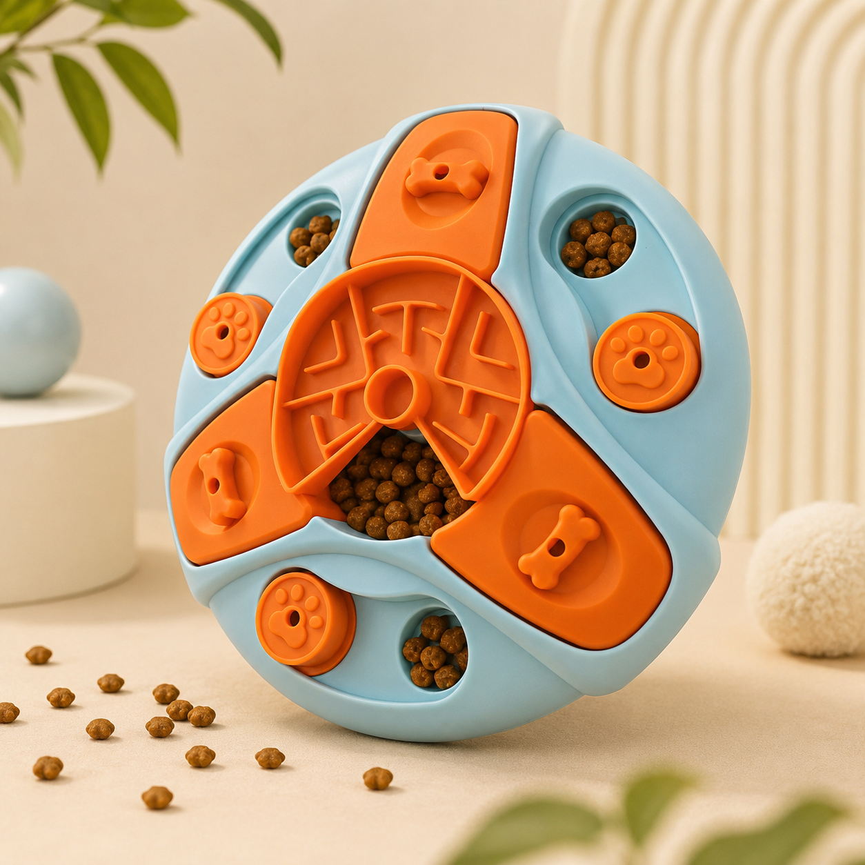 Puzzle interattivo con dispenser di crocchette per cani