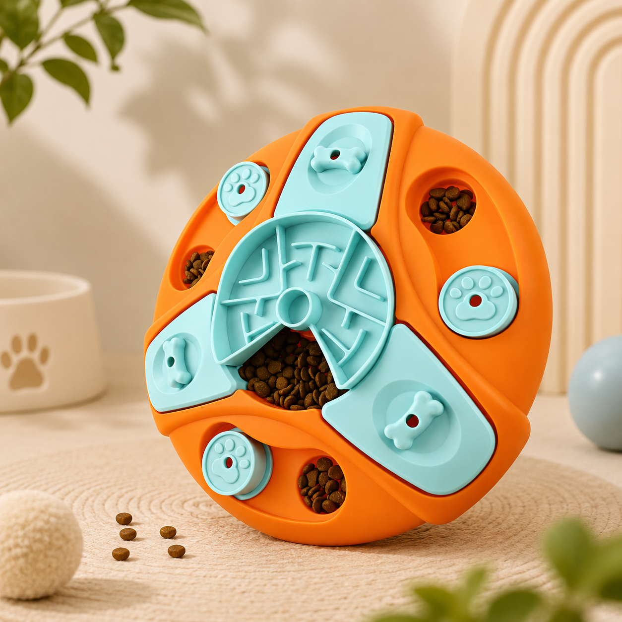 Puzzle interattivo con dispenser di crocchette per cani