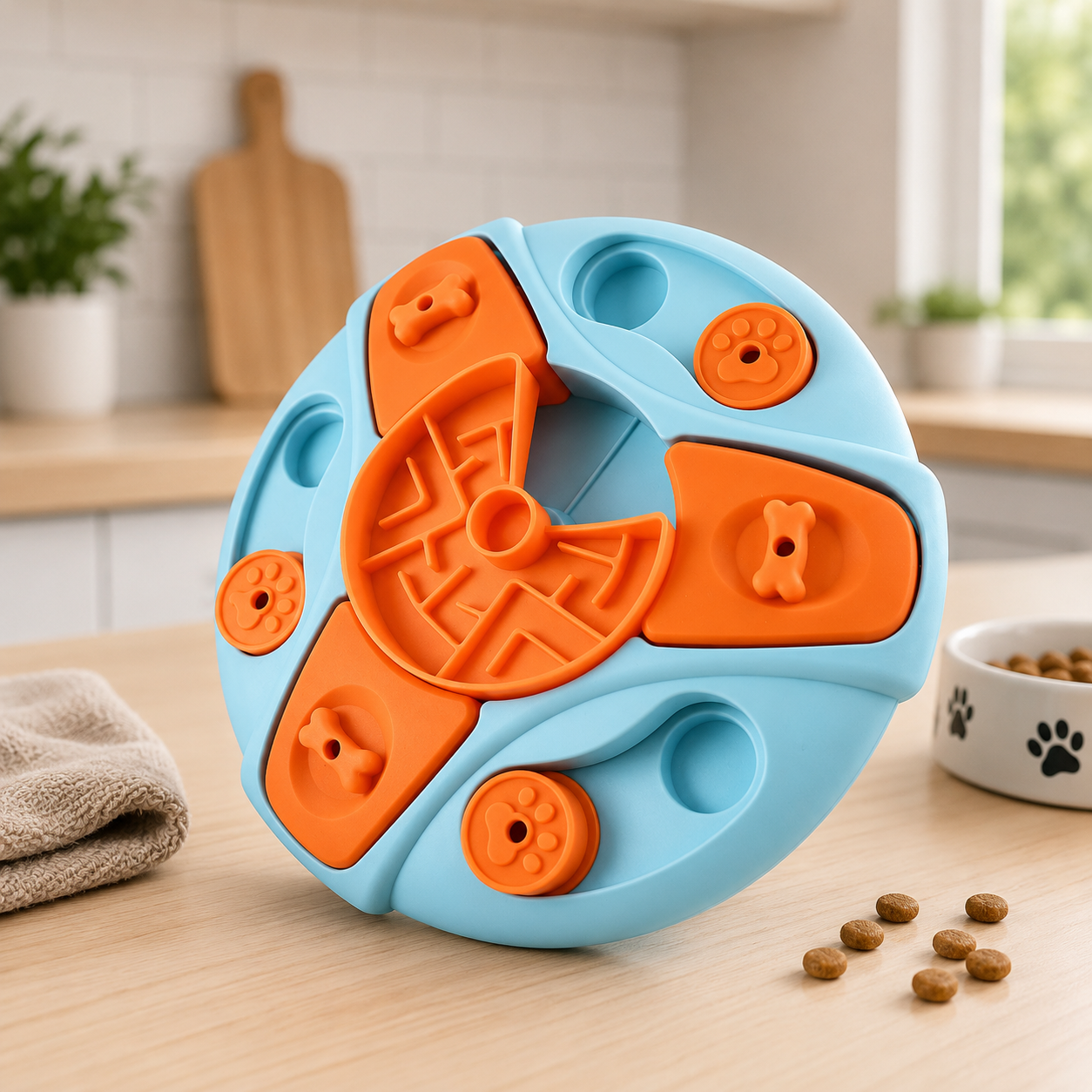 Puzzle interattivo con dispenser di crocchette per cani