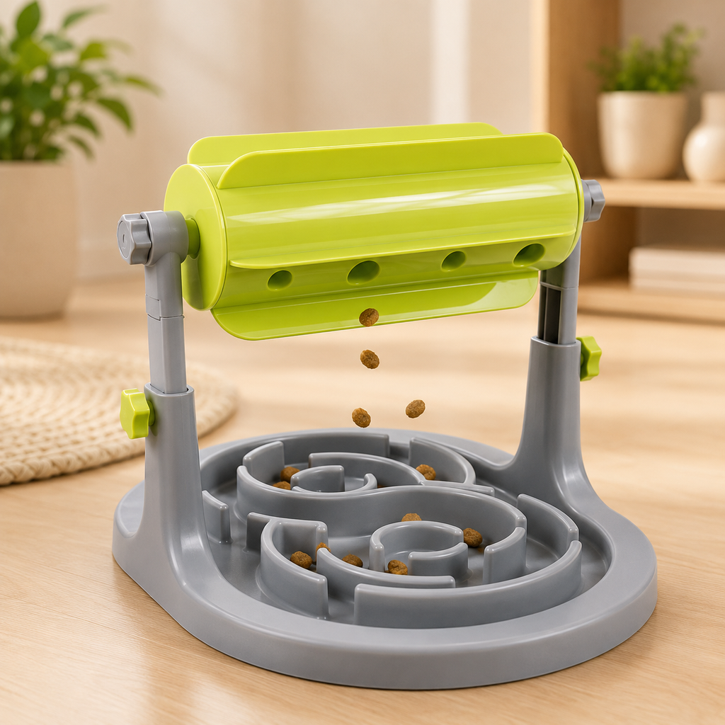 Puzzle interattivo regolabile con dispenser di snack per cani e gatti