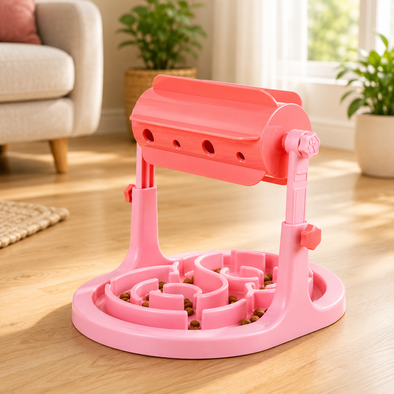 Puzzle interattivo regolabile con dispenser di snack per cani e gatti