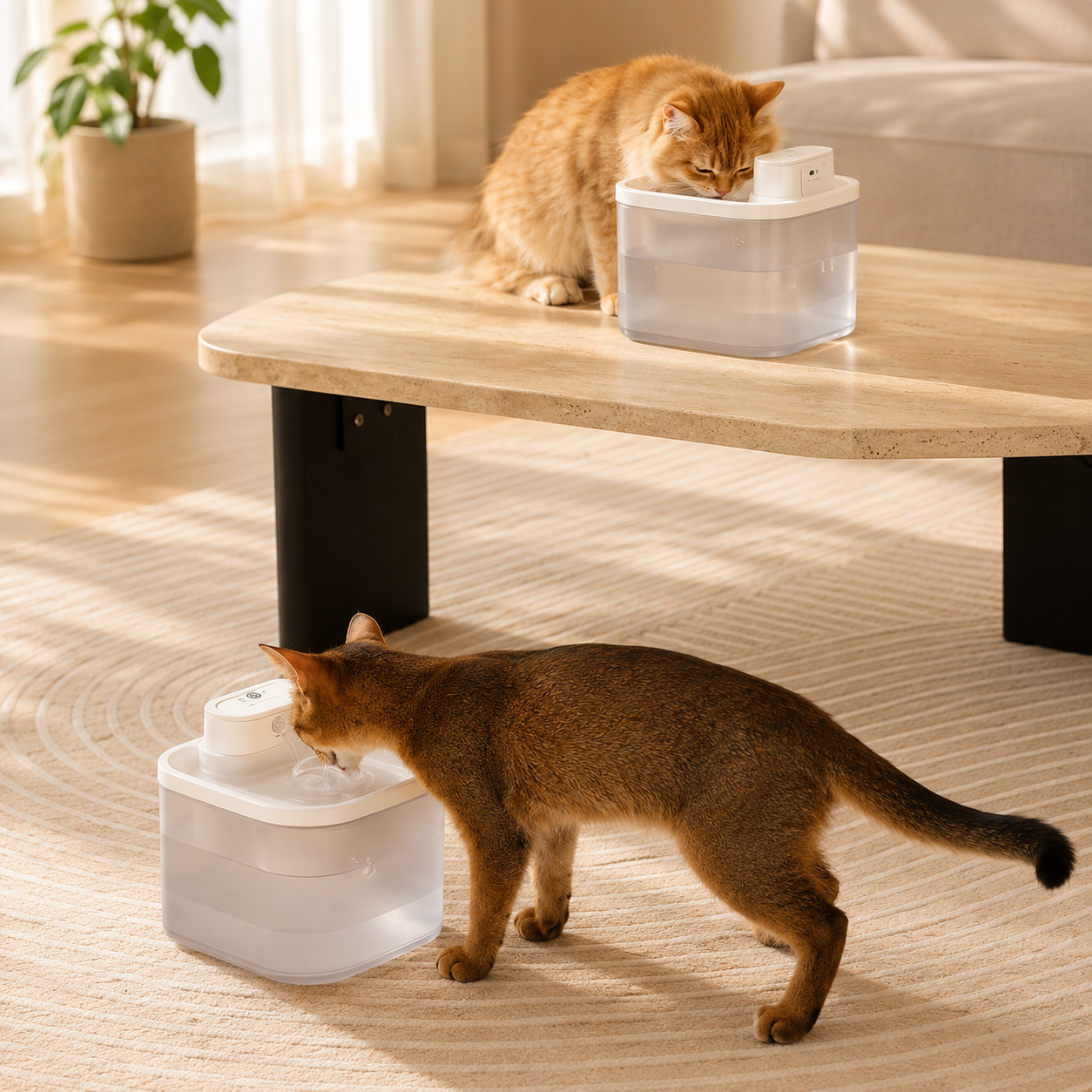 Fontana d’acqua wireless a induzione per cani e gatti – grande capacità