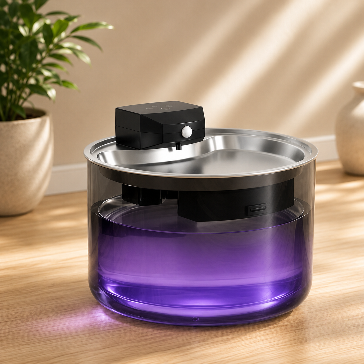 Fontana d’acqua automatica wireless in acciaio inox per cani e gatti