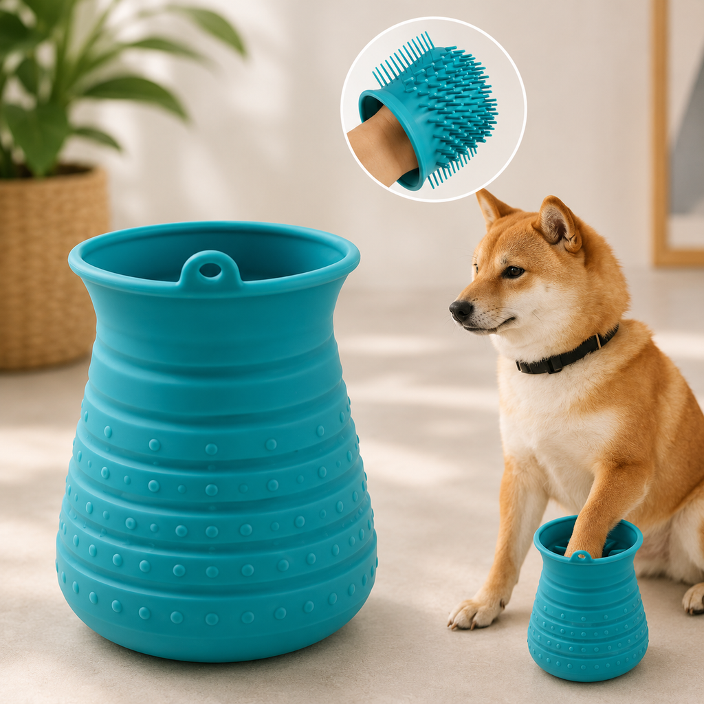 Pulitore per zampe di cani e gatti -  Bicchiere lavazampe in silcone