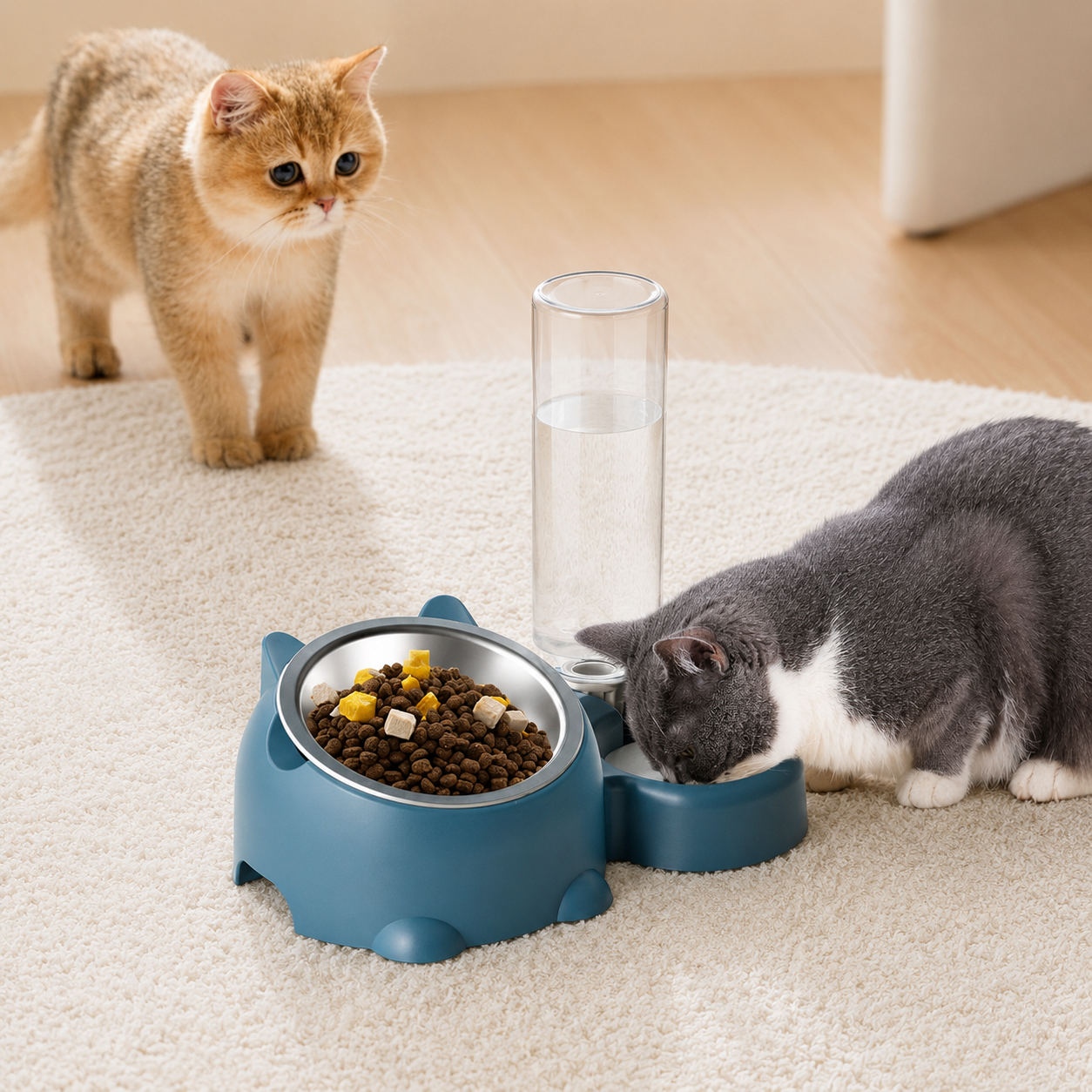 Ciotola inclinata con dispenser d'acqua per cani e gatti