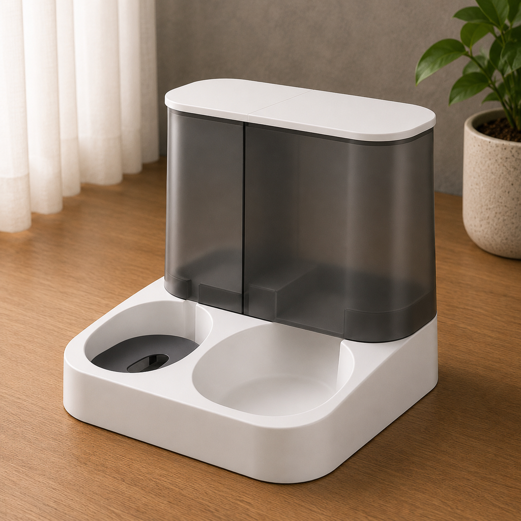 Distributore automatico per gatti con serbatoio trasparente