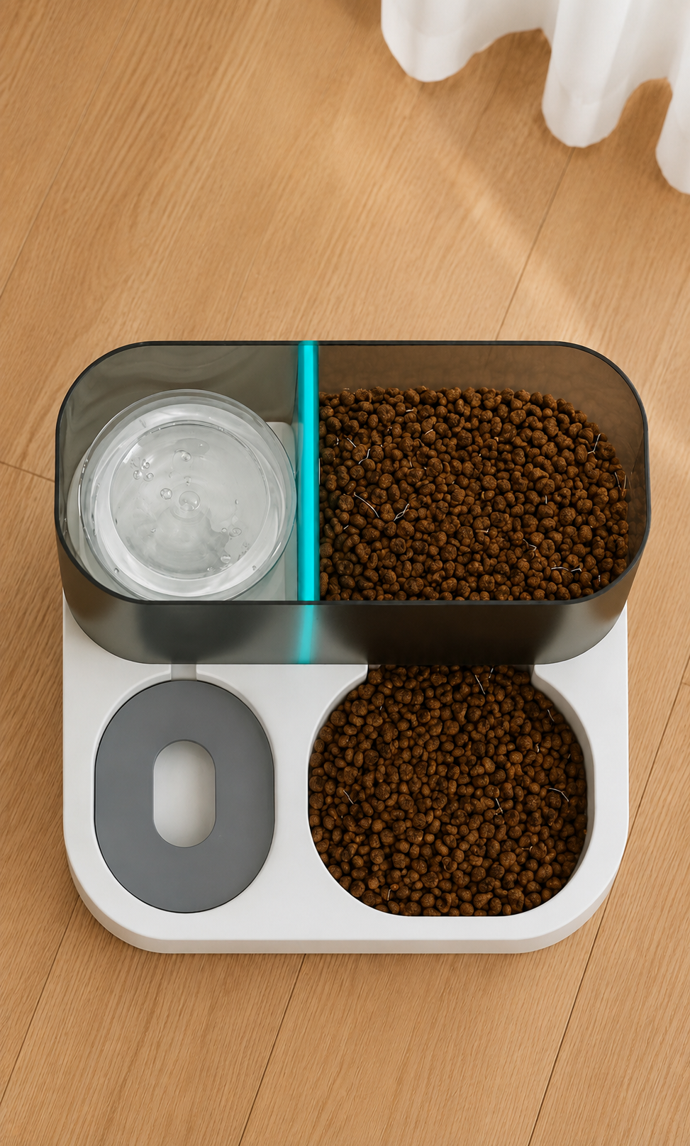 Distributore automatico per gatti con serbatoio trasparente