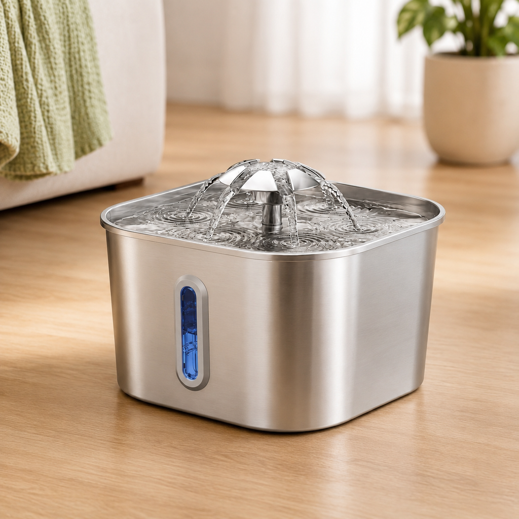 Fontana d’acqua automatica in acciaio inox 2,2 L per cani e gatti