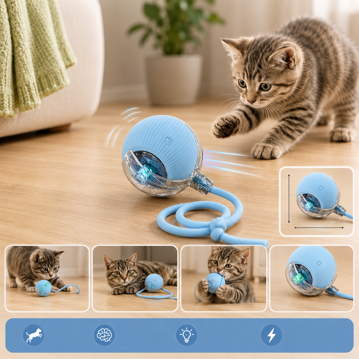 Palla intelligente automatica per gatti – Gioco interattivo ricaricabile