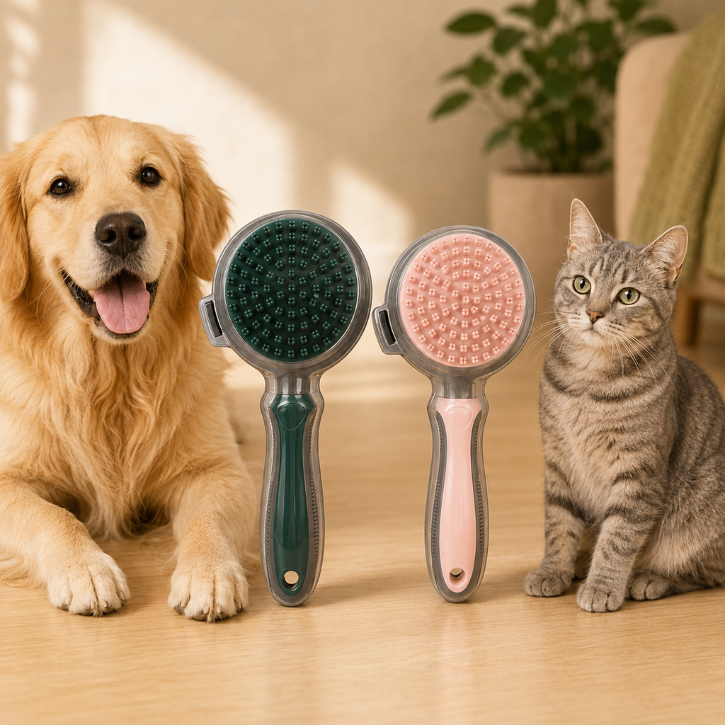 Spazzola 2 in 1 rimuovi pelo autopulente per cani e gatti
