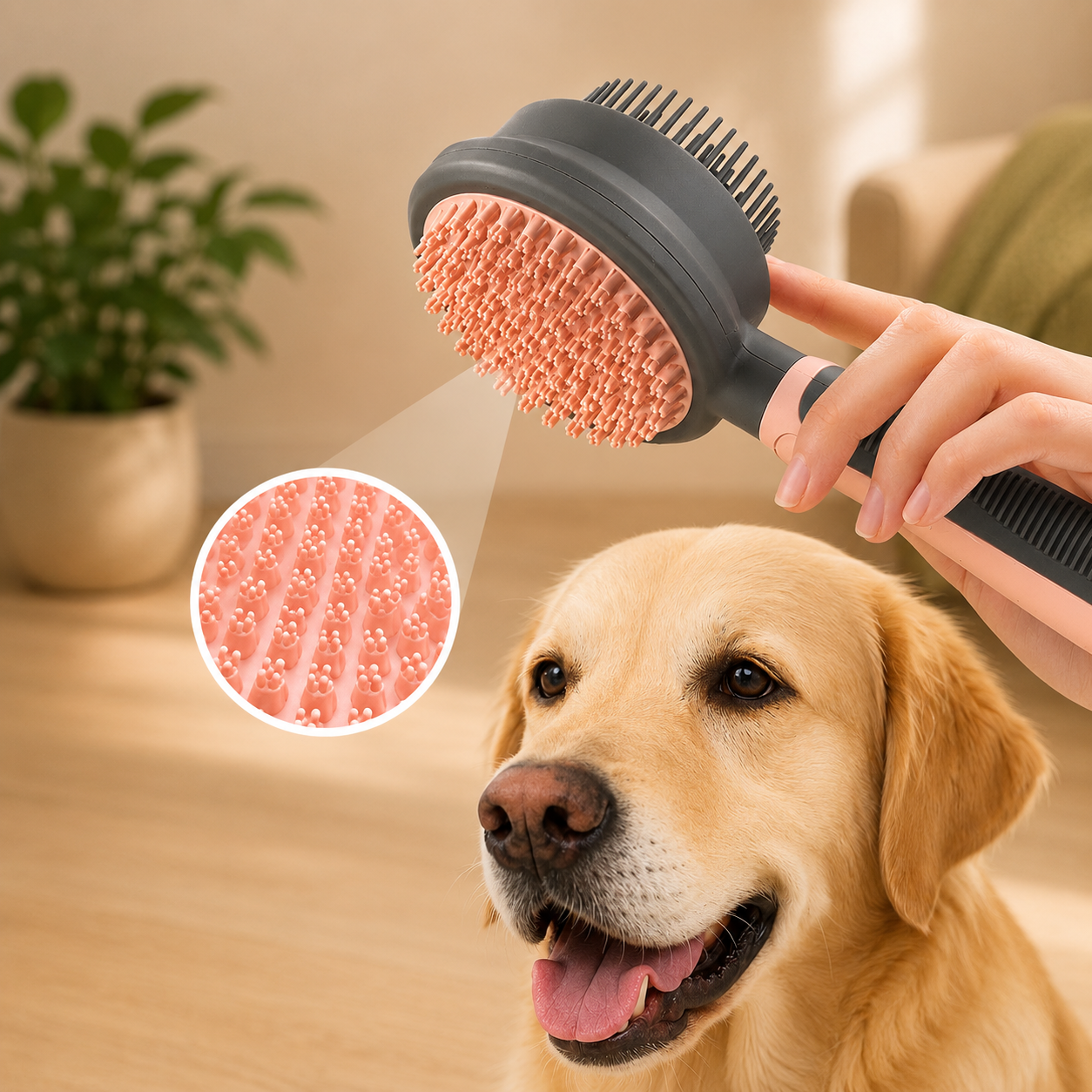 Spazzola 2 in 1 rimuovi pelo autopulente per cani e gatti