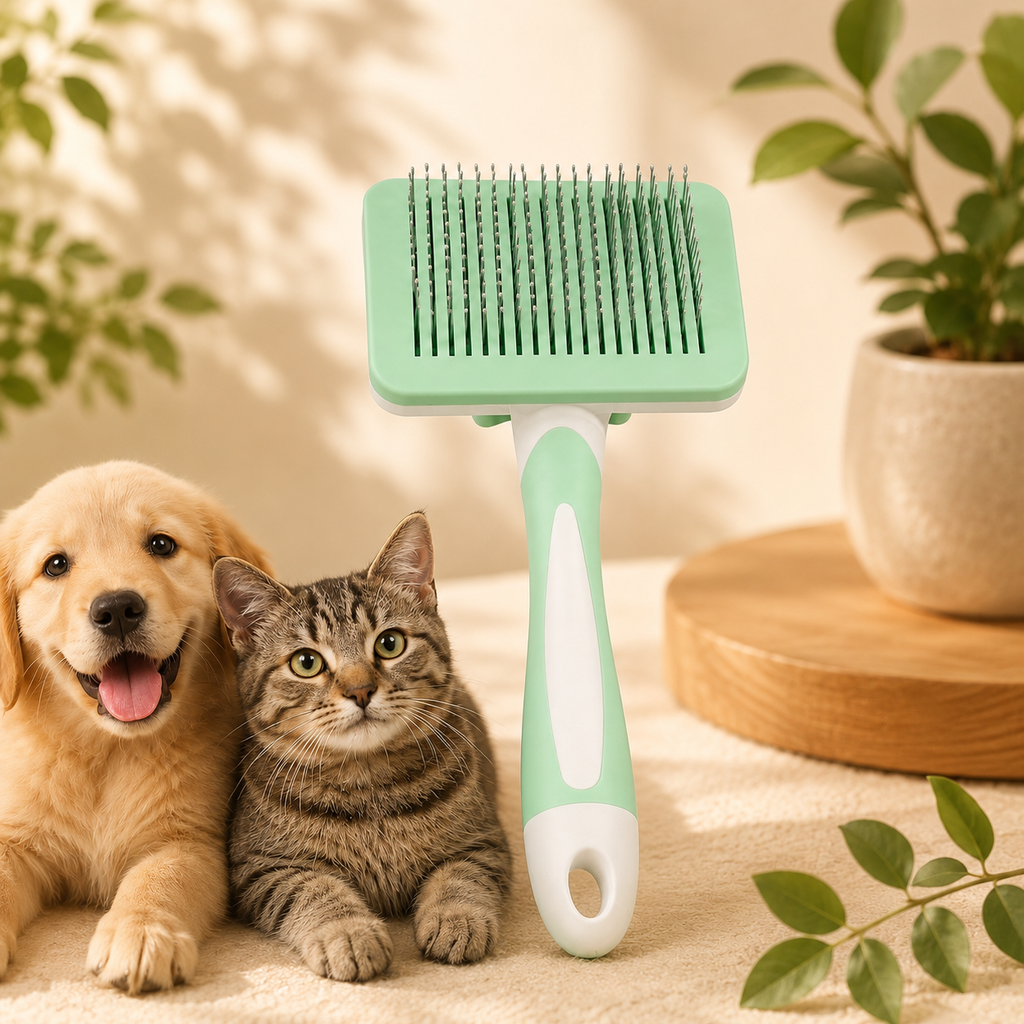 Spazzola autopulente per cani e gatti con punte delicate