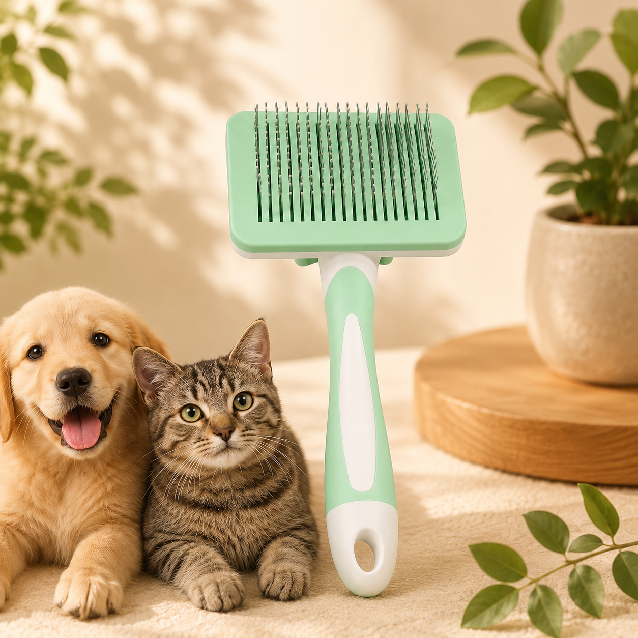 Spazzola autopulente per cani e gatti con punte delicate