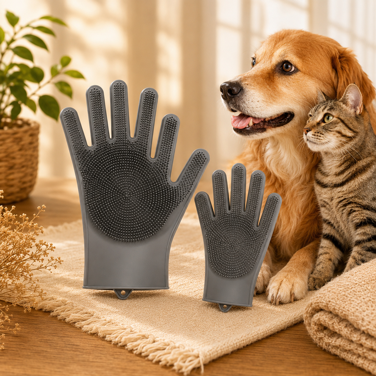 Guanto massaggiante da toelettatura per cani e gatti