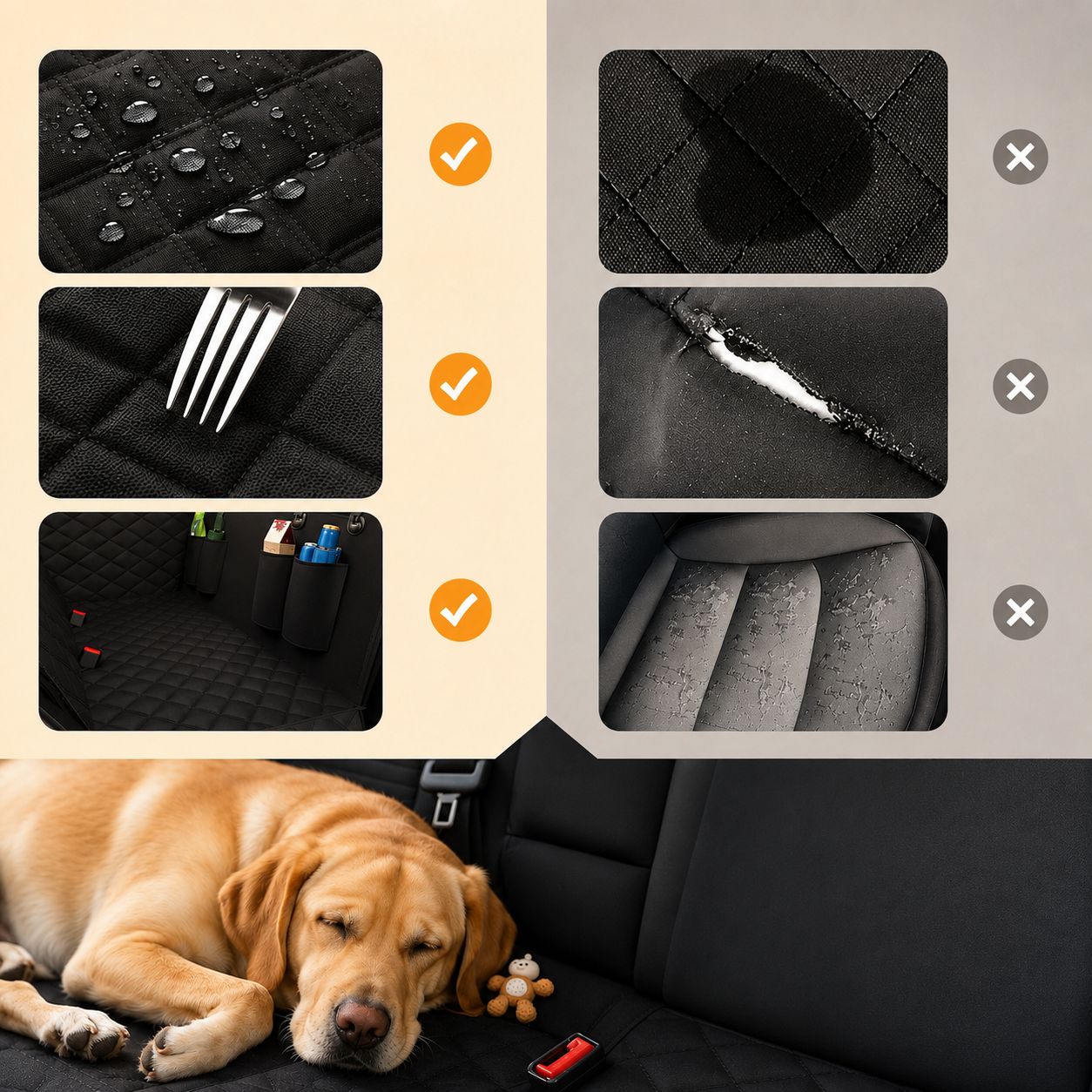 Coprisedile auto per cani impermeabile – protezione completa per sedile posteriore