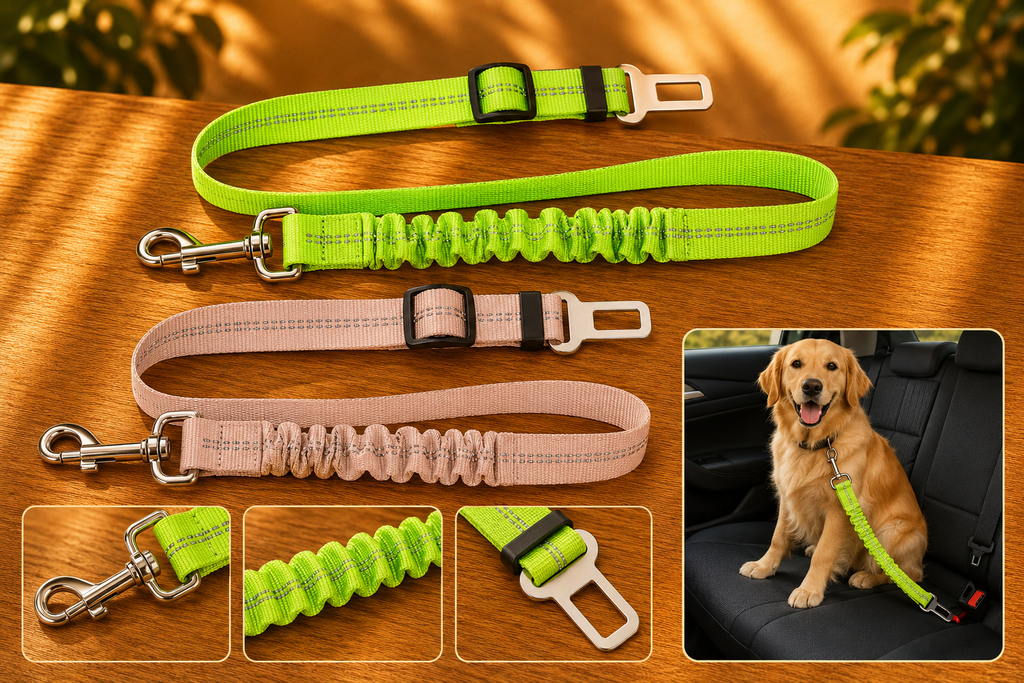 Cintura di sicurezza elastica riflettente per cani da auto