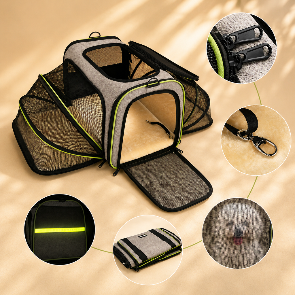 Trasportino morbido espandibile per cani e gatti – pieghevole e omologato per i viaggi