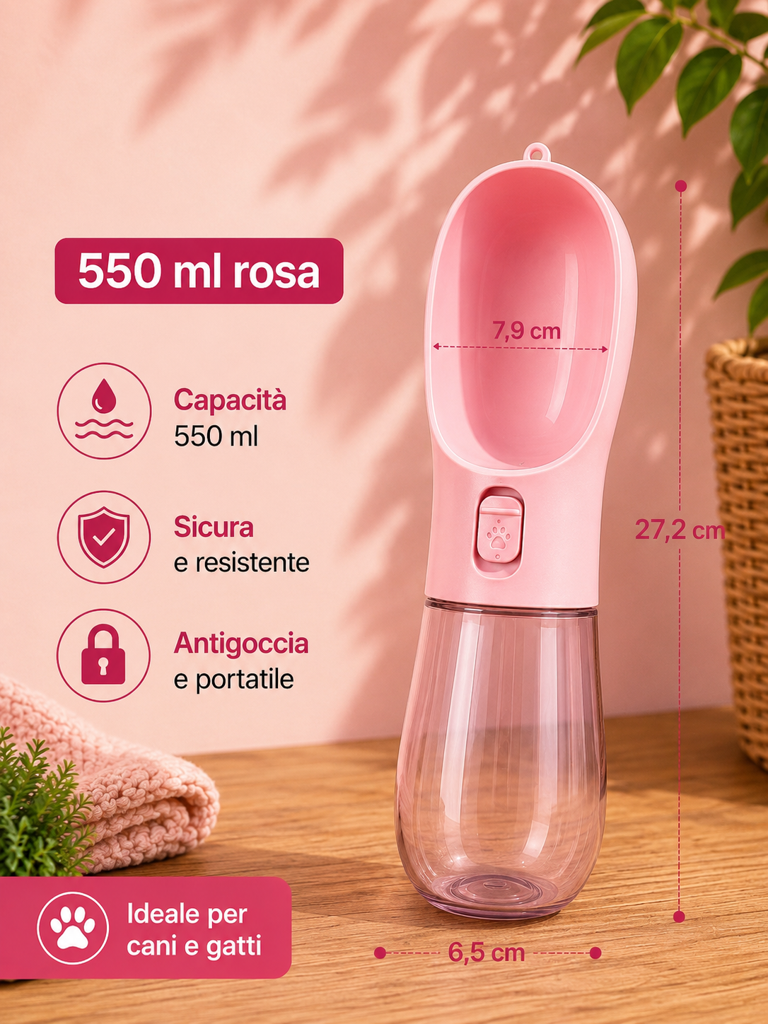 Borraccia portaile 2 in 1 per Cani - Acqua e cibo sempre a portata di mano