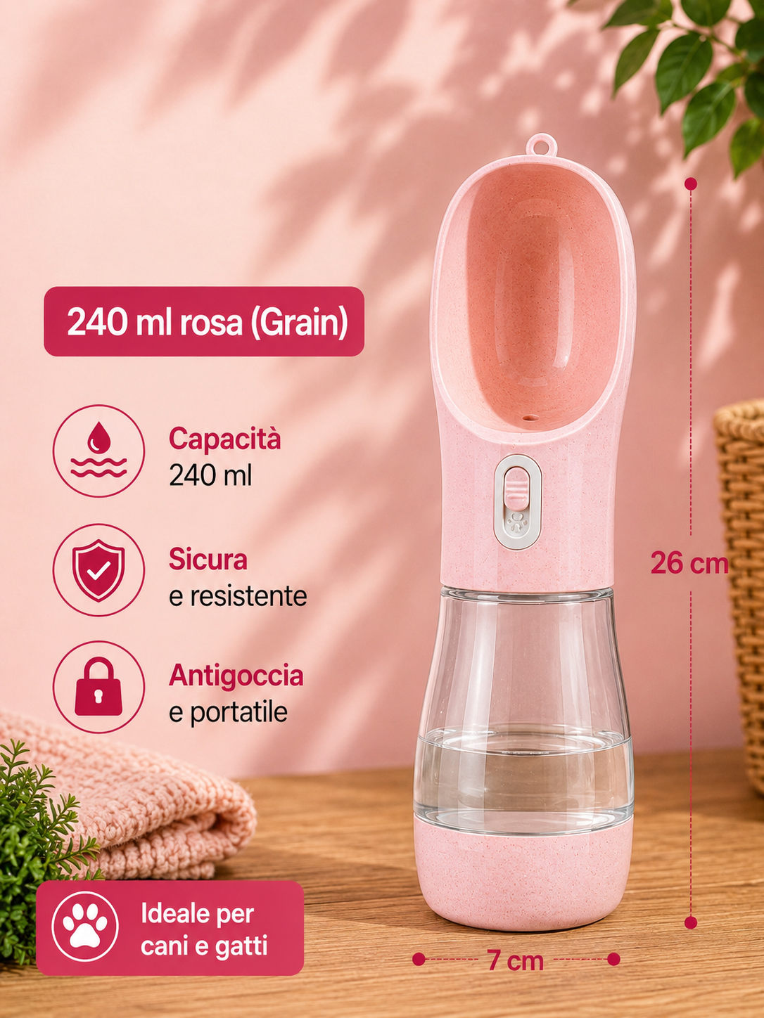 Borraccia portaile 2 in 1 per Cani - Acqua e cibo sempre a portata di mano