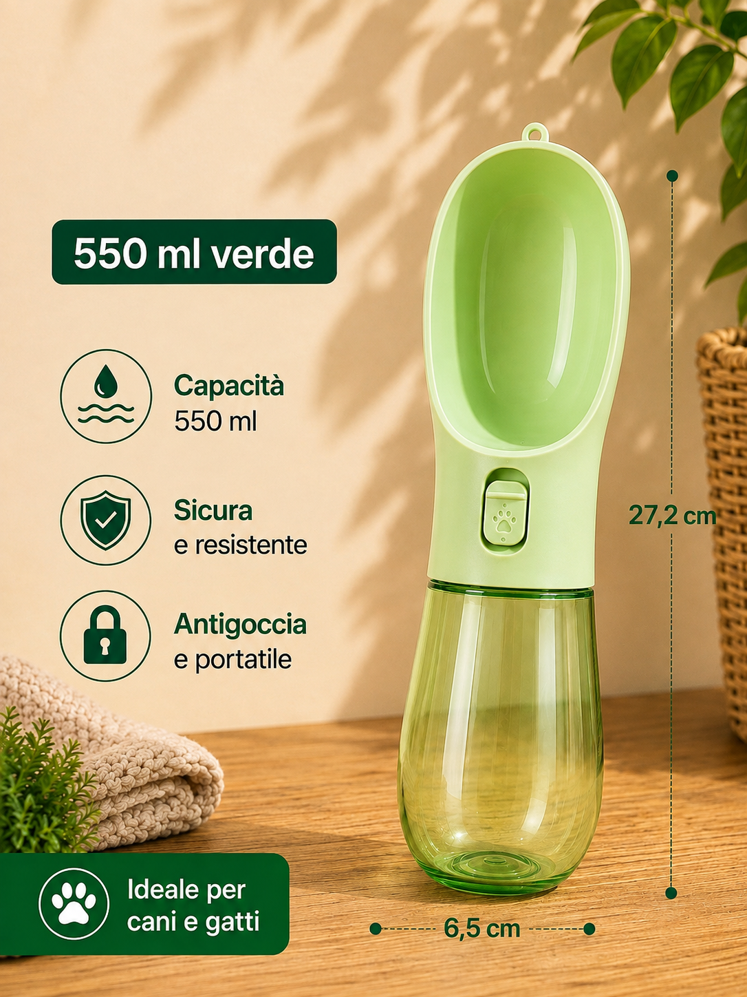Borraccia portaile 2 in 1 per Cani - Acqua e cibo sempre a portata di mano