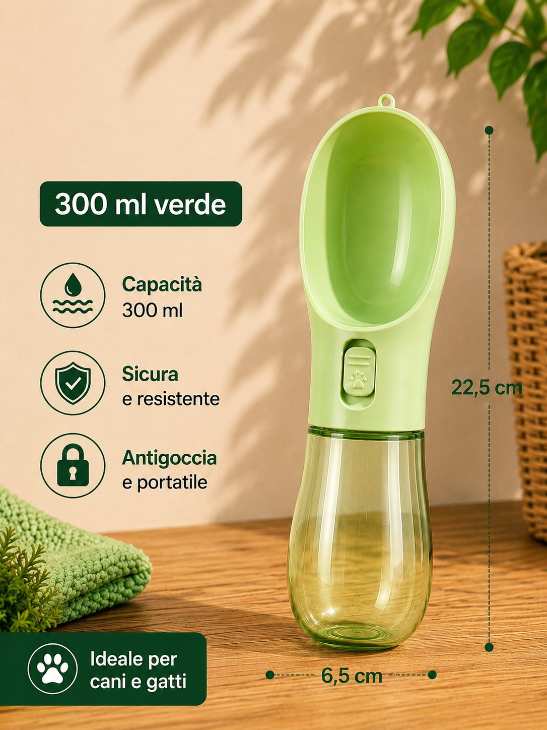 Borraccia portaile 2 in 1 per Cani - Acqua e cibo sempre a portata di mano