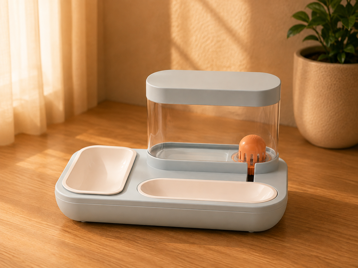 Dispenser automatico di cibo e acqua per cani e gatti