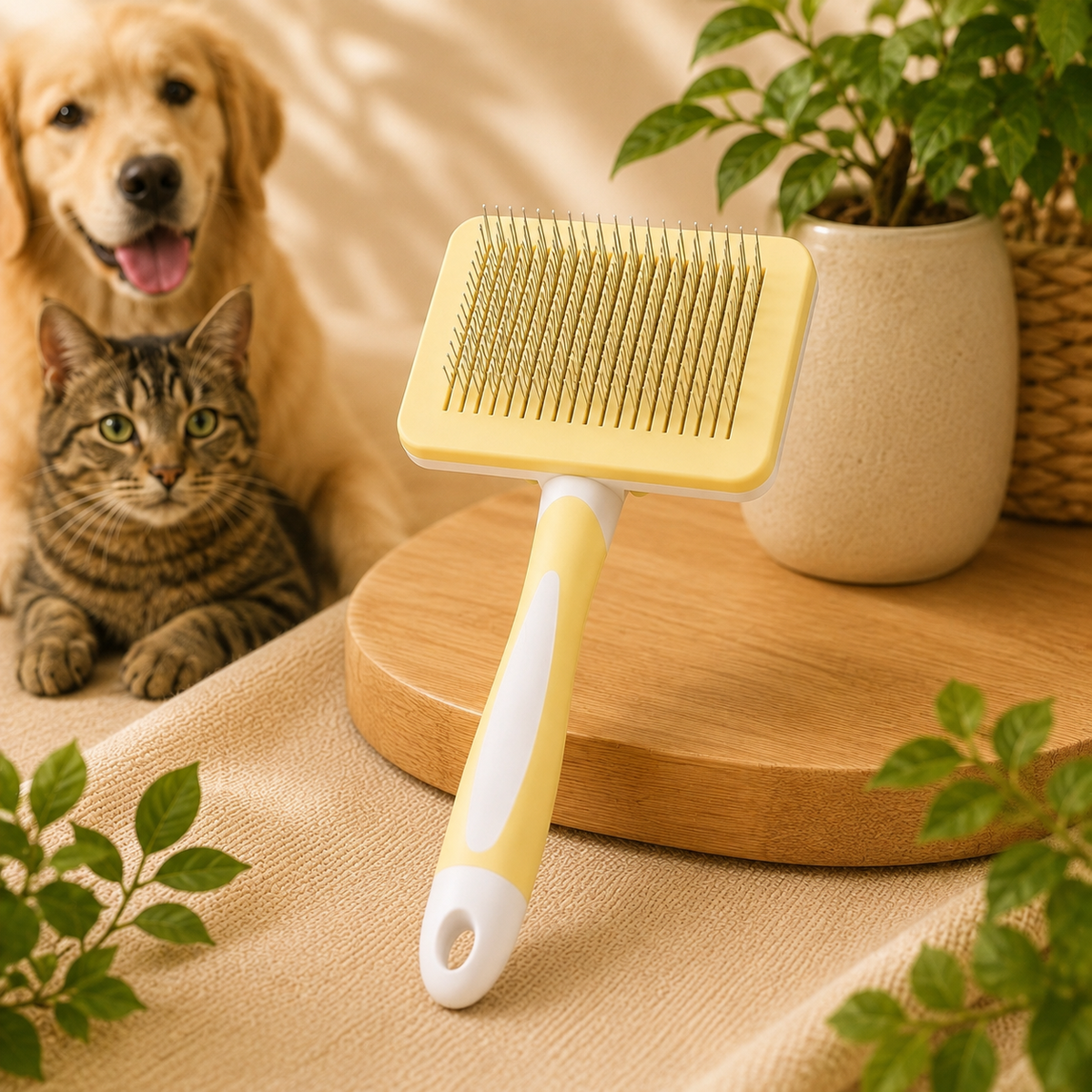 Spazzola autopulente per cani e gatti con punte delicate