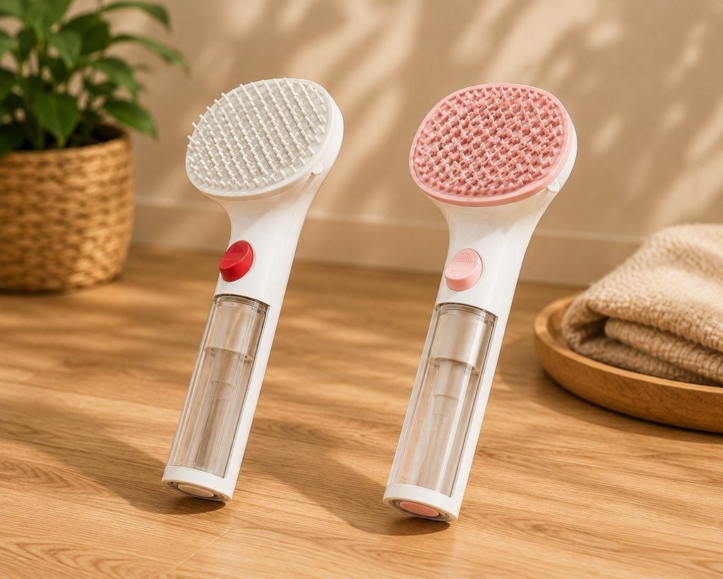 Spazzola 3 in 1 con nebulizzazione per cani e gatti – Rimuovi pelo e toelettatura